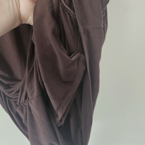 Aritzia Babaton Brown Double Fabric Countour Rouched Dress Size L - Picture 6 of 8